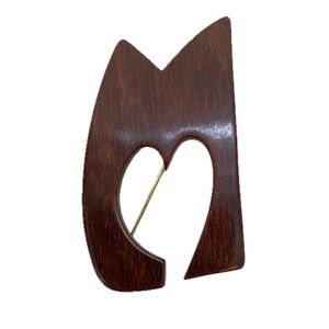 Vintage Wood Letter Initial M brooch pin